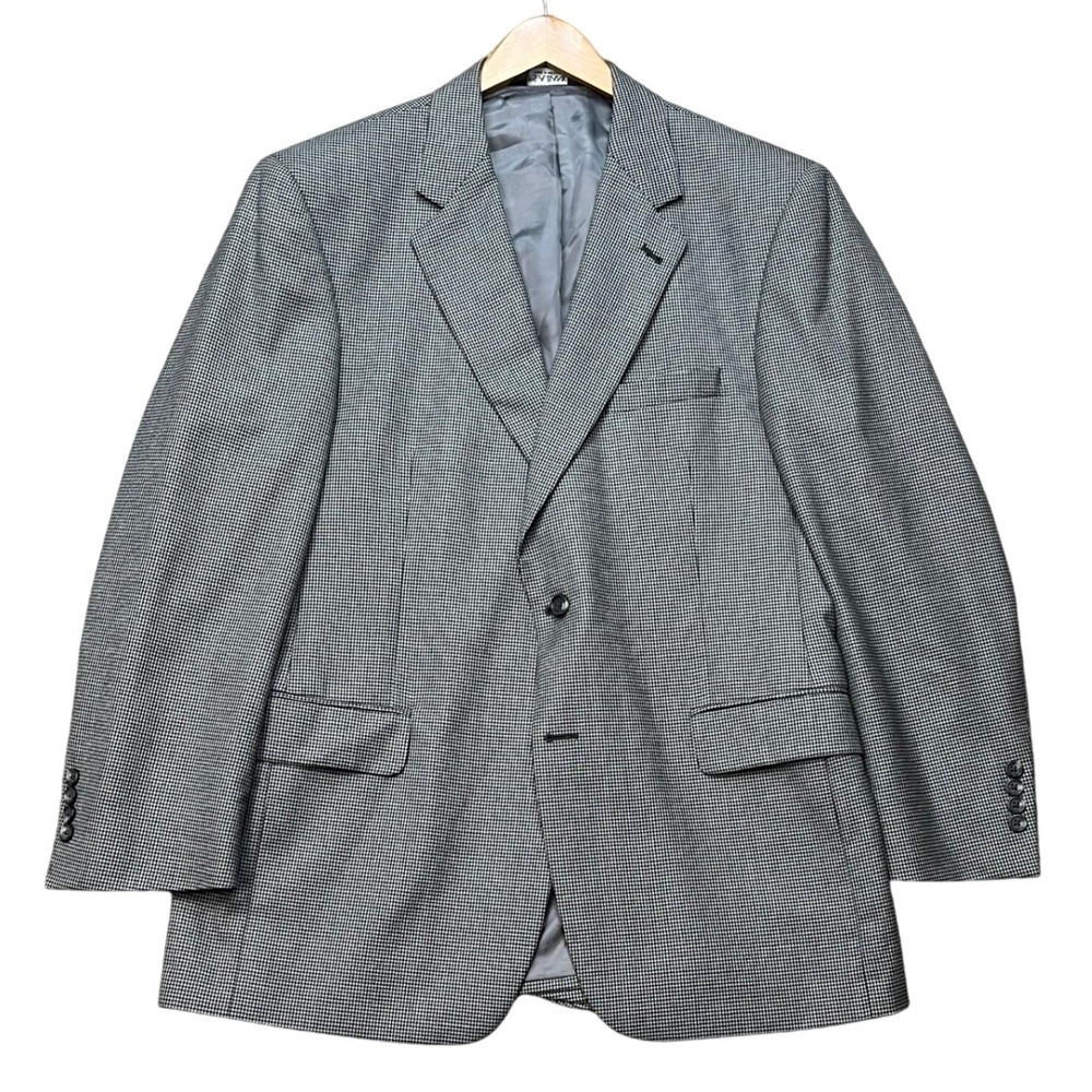 Jos. A. Bank Signature Gordon Blazer Mens 43R Gray Wool Houndstooth Sport Coat